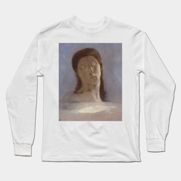 Closed Eyes by Odilon Redon Long Sleeve T-Shirt by Classic Art Stall